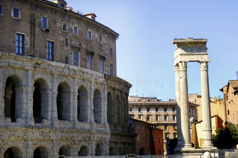 The Teatro Marcellus in Rome royalty free stock photo The Teatro Marcellus in Rome royalty free stock photo