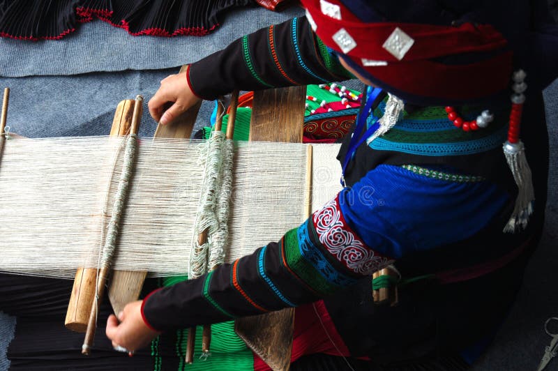 Chinese woman's traditional weaving. Chinese woman's traditional weaving