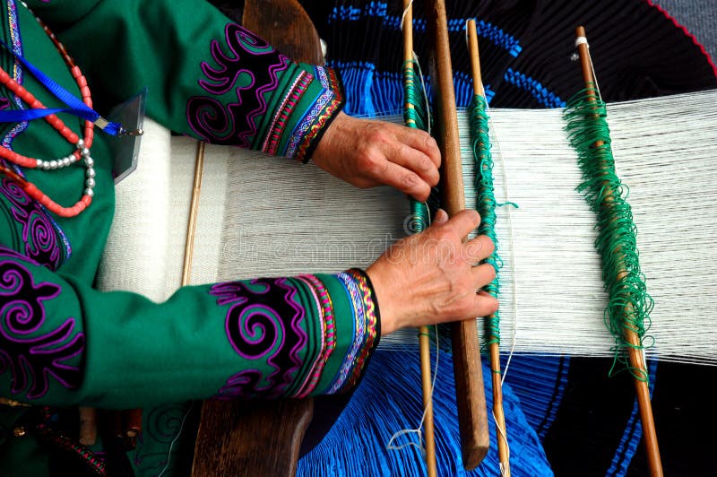 Chinese woman's traditional weaving. Chinese woman's traditional weaving