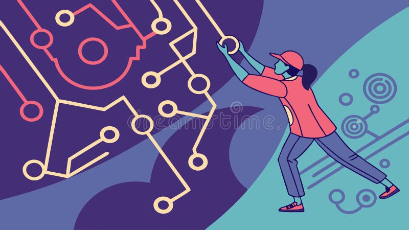 Tech circuit climbing, modern technology , digital progress art vector design Generative AI royalty free illustration