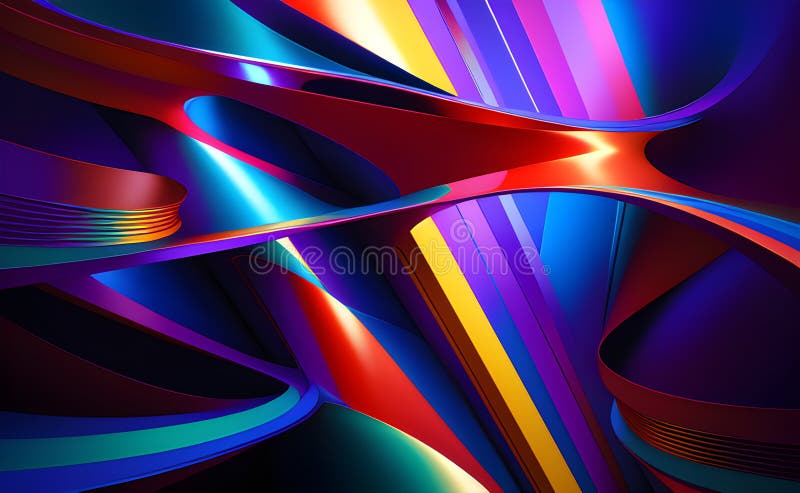 Tech-Inspired Blue and Orange Grid Pattern on Abstract Background - Generative AI stock illustration