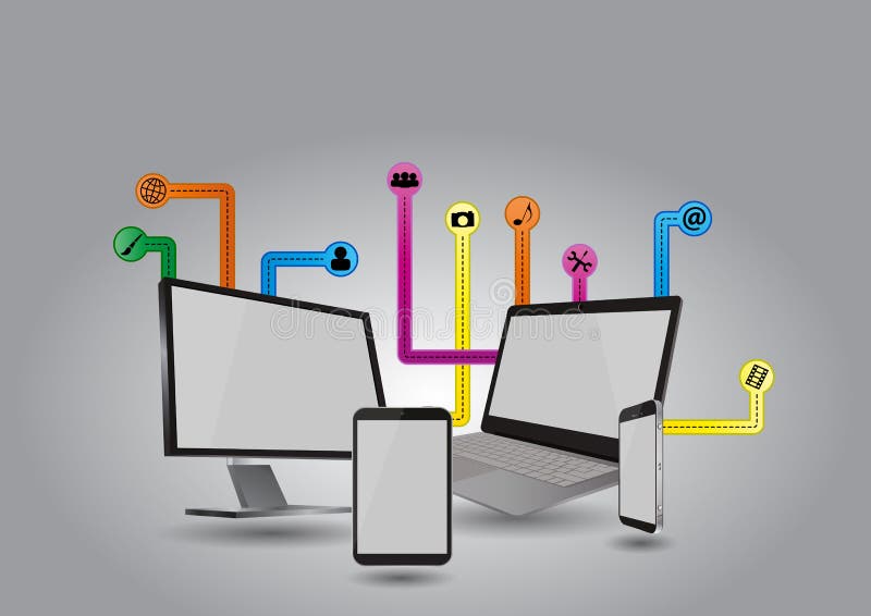 Multimedia laptop stock vector. Illustration of interface 34826622