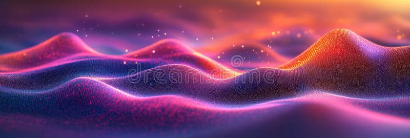 Tech particle visualization, digital pixels floating on a colorful backdrop, embodying cutting-edge tech progress stock photo