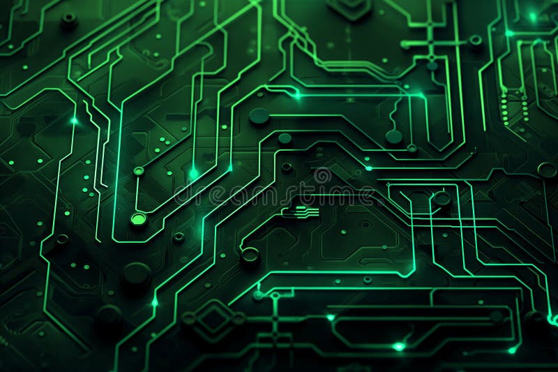 Model tehnic. concept ecologic abstract. placă de circuite futuriste cu lumini verzi strălucitoare vector illustration