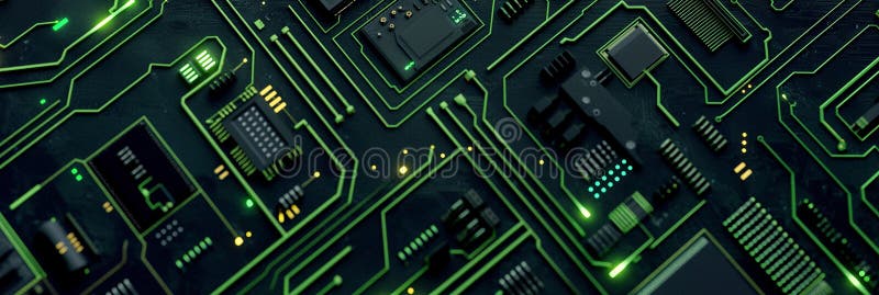 Model tehnic. concept ecologic abstract. context electronic futurist al tehnologiei circuitelor electronice stock illustration
