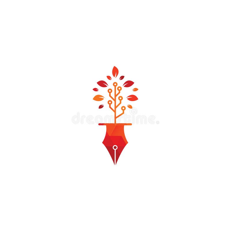 Tech Pen Logo. Tech Pen with Tech Logo Design Stock Vector