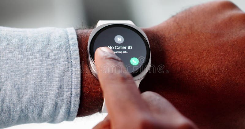 Tech-Savvy Man Rejecting IRS Scam Call stock image