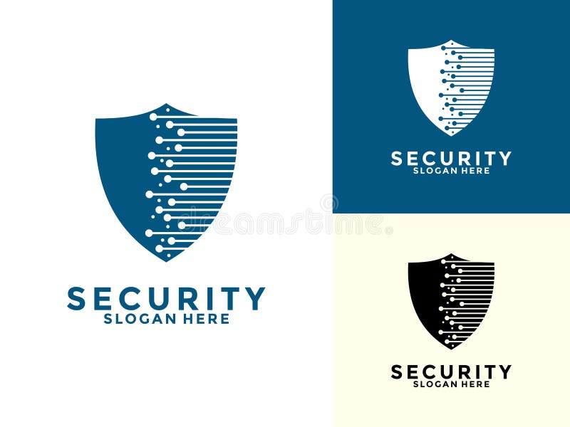 Tech Secure and Protection Logo Vector Template, Tech Cyber Security Shield logo design with modern concept stock illustration
