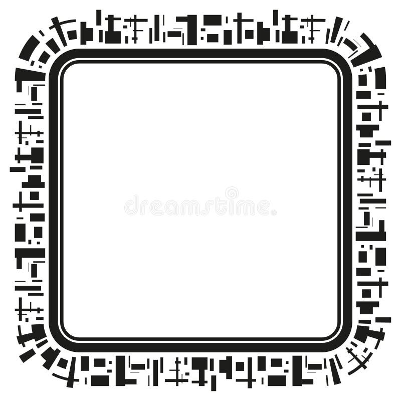 Tech square frame. Circuit outline figure. Futuristic vector border. Monochrome corner shape. royalty free illustration