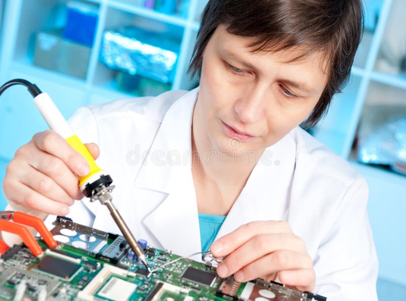 Electronic Equipment Repairing in Service Centre Stock Photo Image of