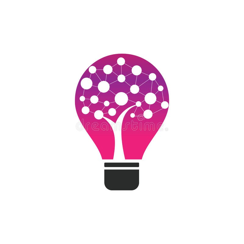 Tech tree bulb idea logo icon symbol inspiration template. stock illustration