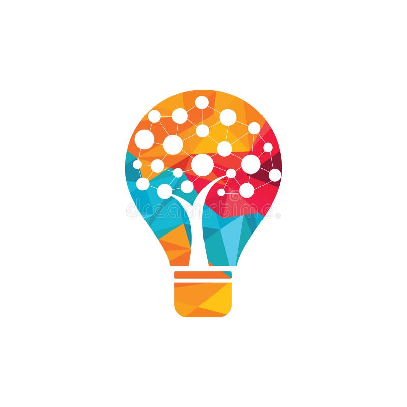 Tech tree bulb idea logo icon symbol inspiration template. royalty free illustration