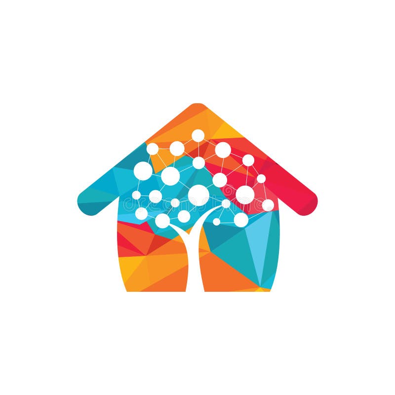 Tech Tree home shape concept Logo Template Design. vector illustration