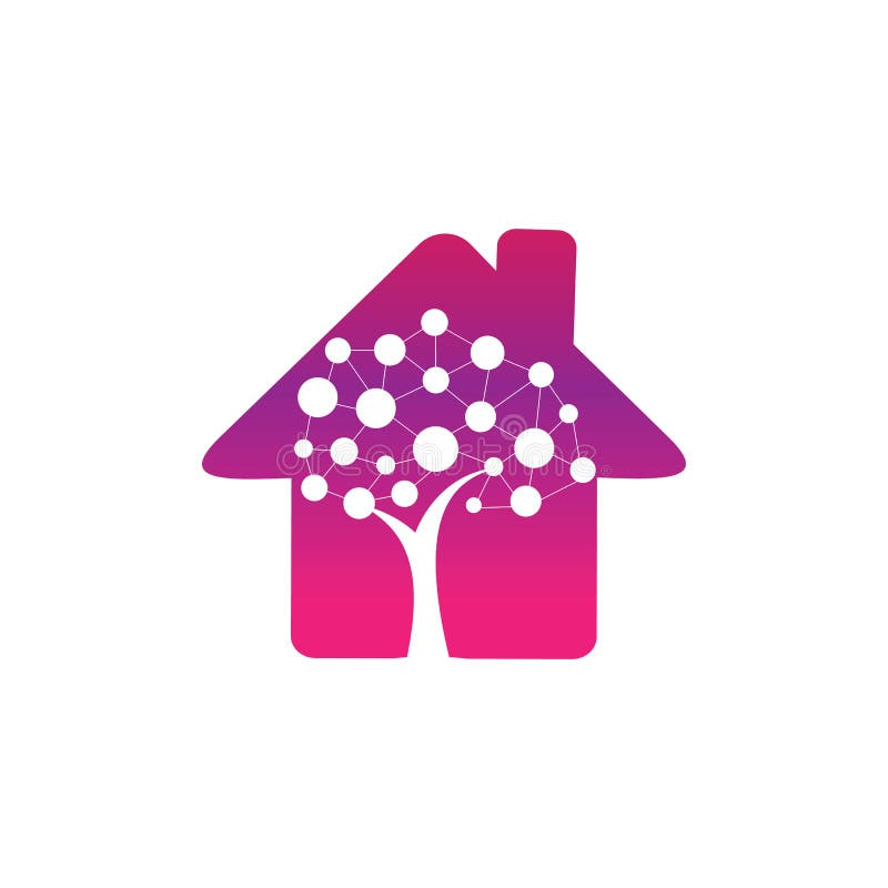 Tech Tree home shape concept Logo Template Design. royalty free illustration