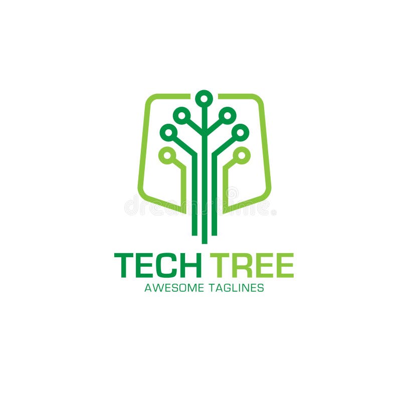 Tech tree logo concept stock illustration