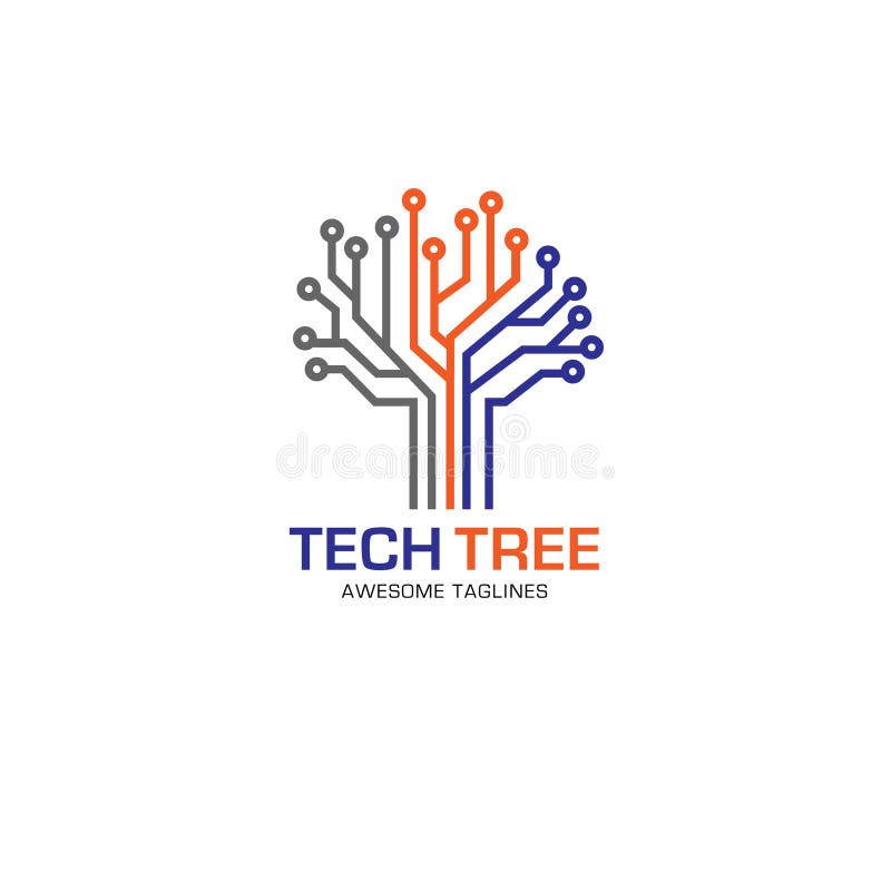 Tech tree logo concept royalty free illustration