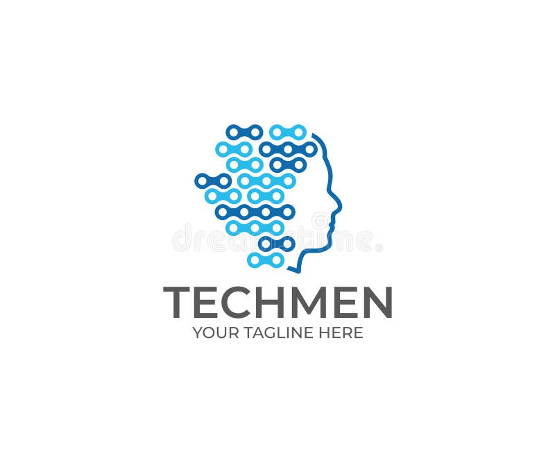 Tech Men Logo Template. Technology Vector Design. Artificial Intelligence Illustration. Tech Men Logo Template. Technology Vector Design. Artificial Intelligence Illustration