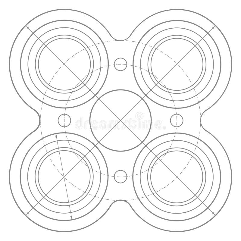 Technical abstract blueprint. Mechanical scheme. Engineering drawing stock illustration