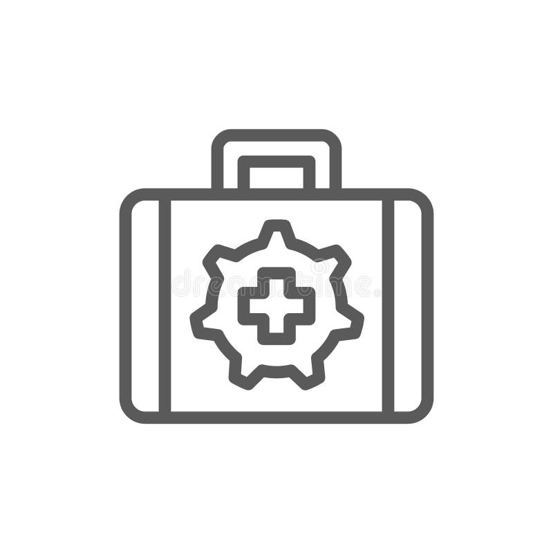 Technical assistance suitcase line icon. royalty free illustration