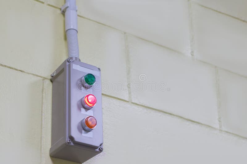 Technical Display on Control Panel with Electrical Equipment Devices Stock Photo