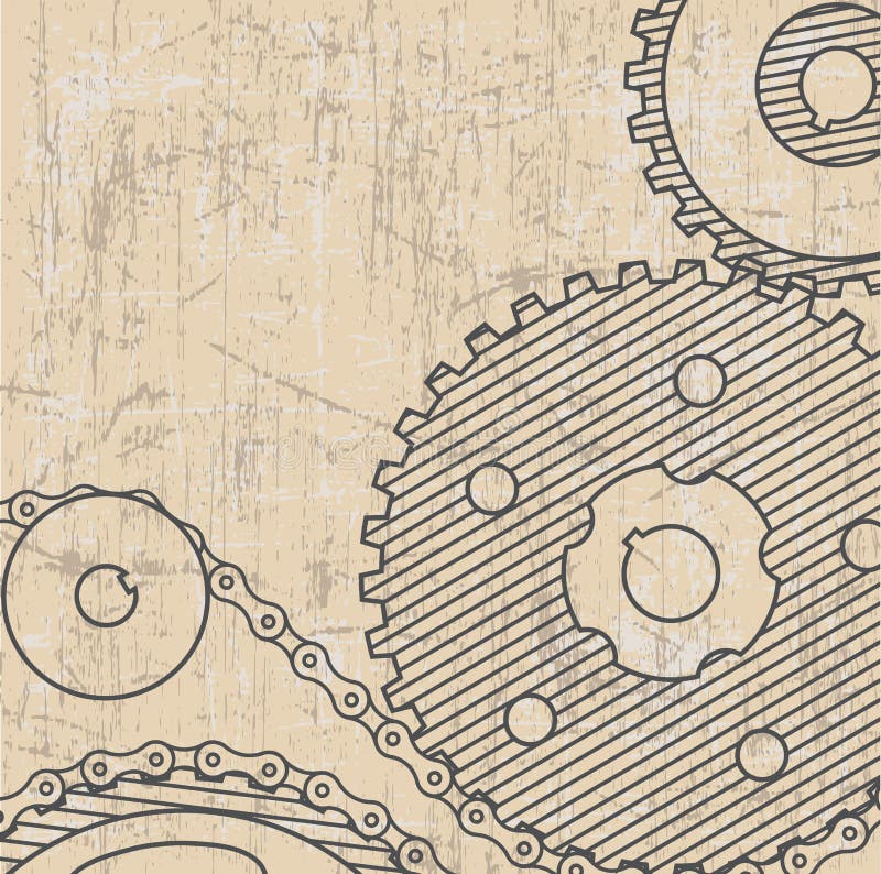 Technical Drawing.background With Gears.style Grunge Stock Vector Illustration of engineering