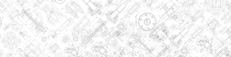 Technical drawing background. Mechanical Engineering background. . Technology Banner. Vector illustration. stock illustration