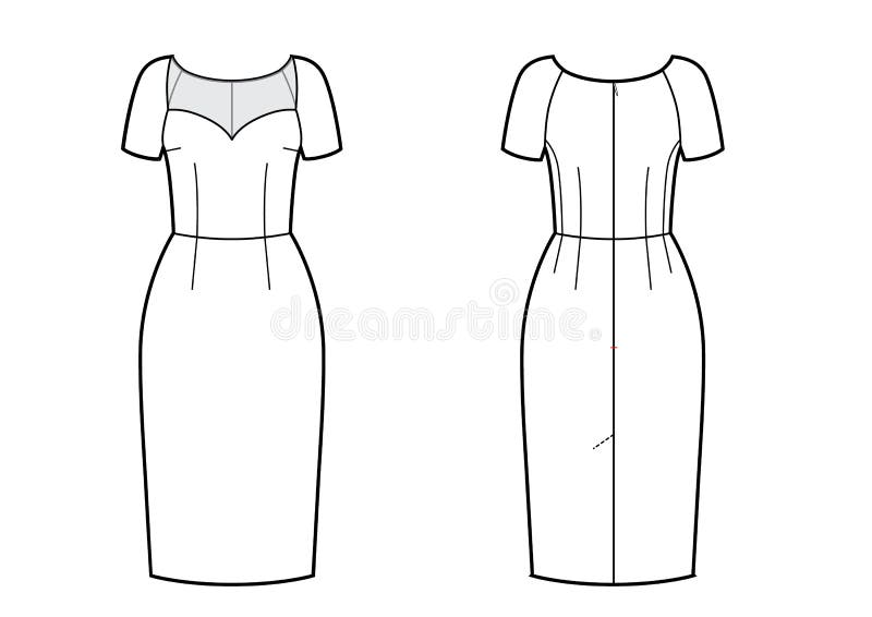 Technical Drawing of Elegant Dress. Front and Back Views Stock ...