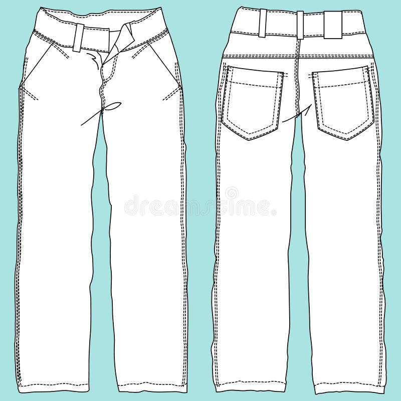Technical Fashion Illustration Unisex Denim Pants with Technical ...
