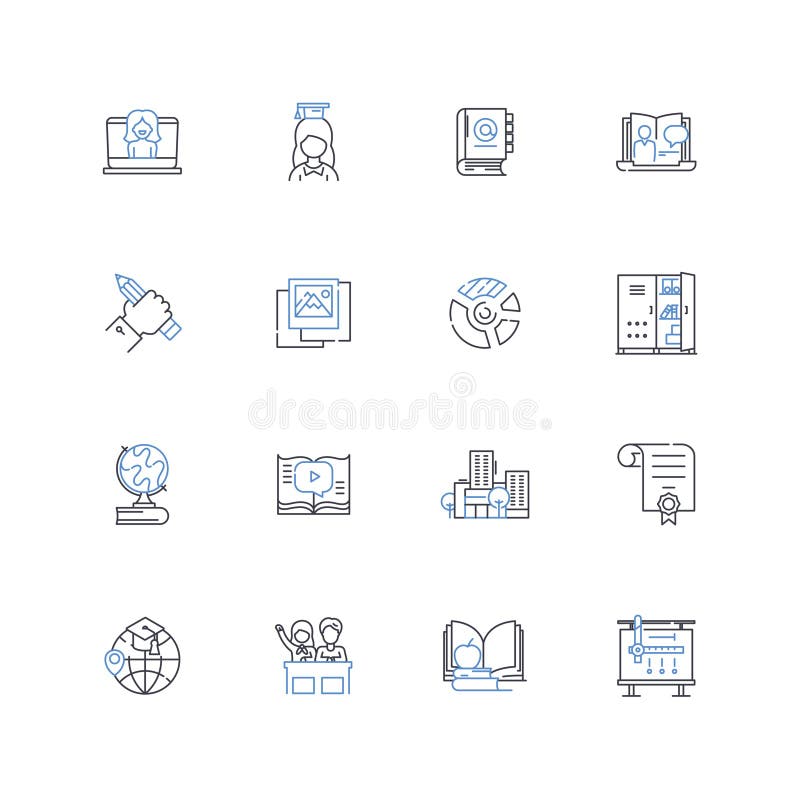 Technical institute line icons collection. Engineering, Technology, Science, Innovations, Mechanics, Robotics vector illustration