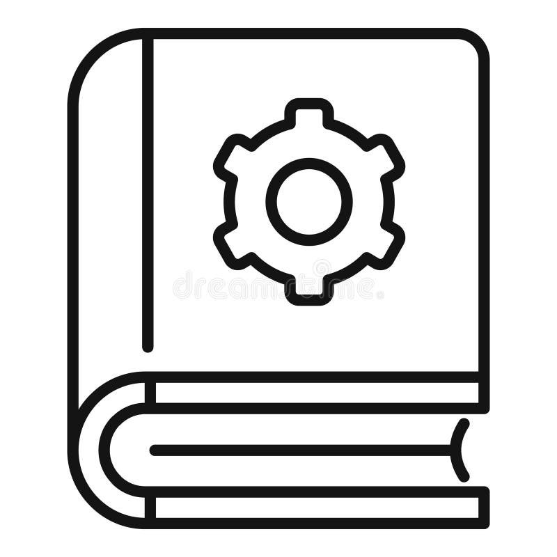 Technical manual icon, a comprehensive guidebook with line art instruction. Vector illustration royalty free illustration