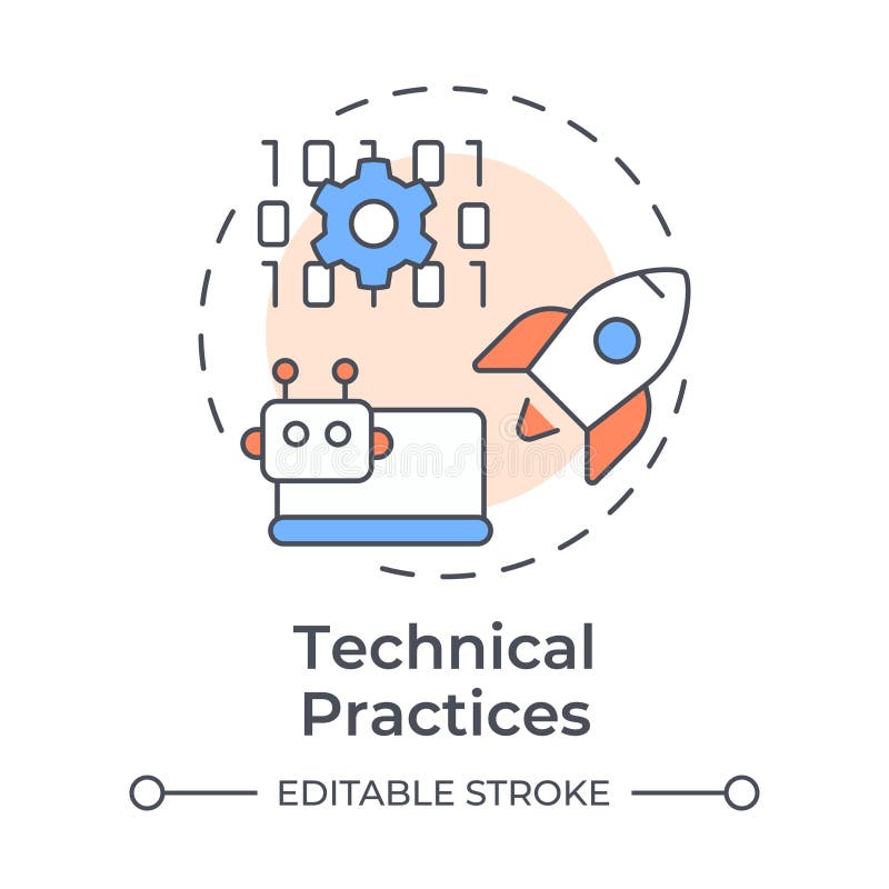 Technical practices multi color concept icon vector illustration