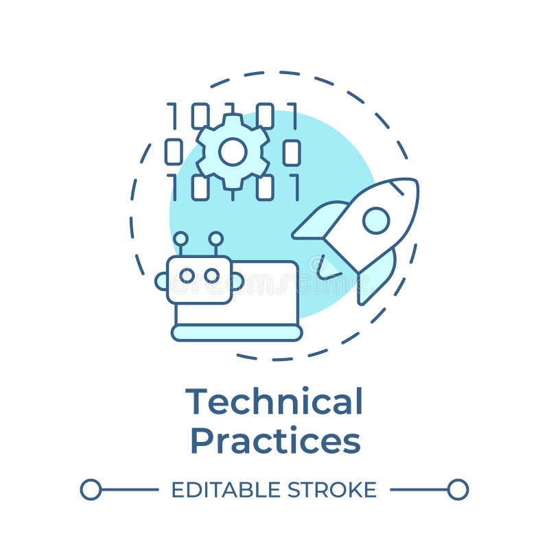 Technical practices soft blue concept icon stock illustration