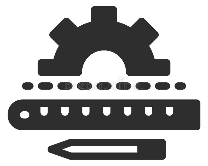 Technical process plan and blueprint drawing tool black icon stock illustration