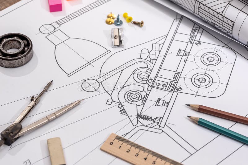 Technical Project Drawing With Engineering Tools ... roman engineer diagram 