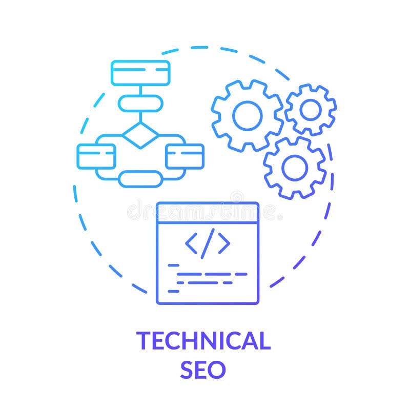 Technical SEO blue gradient concept icon vector illustration