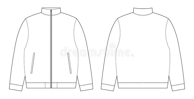 Technical Sketch Bomber Jacket. Kids Casual Clothing Design Template ...