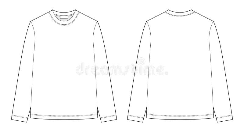 Technical Sketch Long Sleeve T-shirt. Kids Wear Jumper Design Template ...