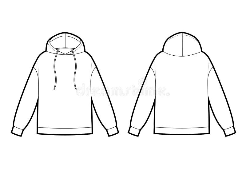 Technical Sketch of Man Hooded Sweatshirt. Oversize Model Stock Vector ...