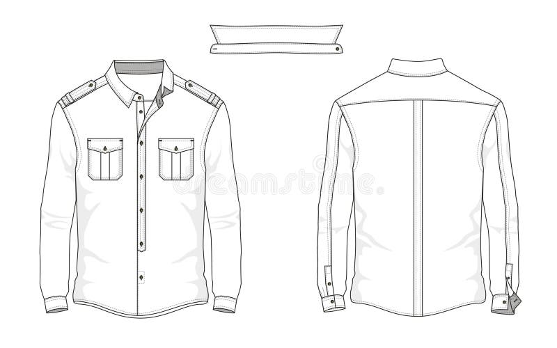 Technical Sketch Man Shirt with Long Sleeve - Vector Stock Vector ...