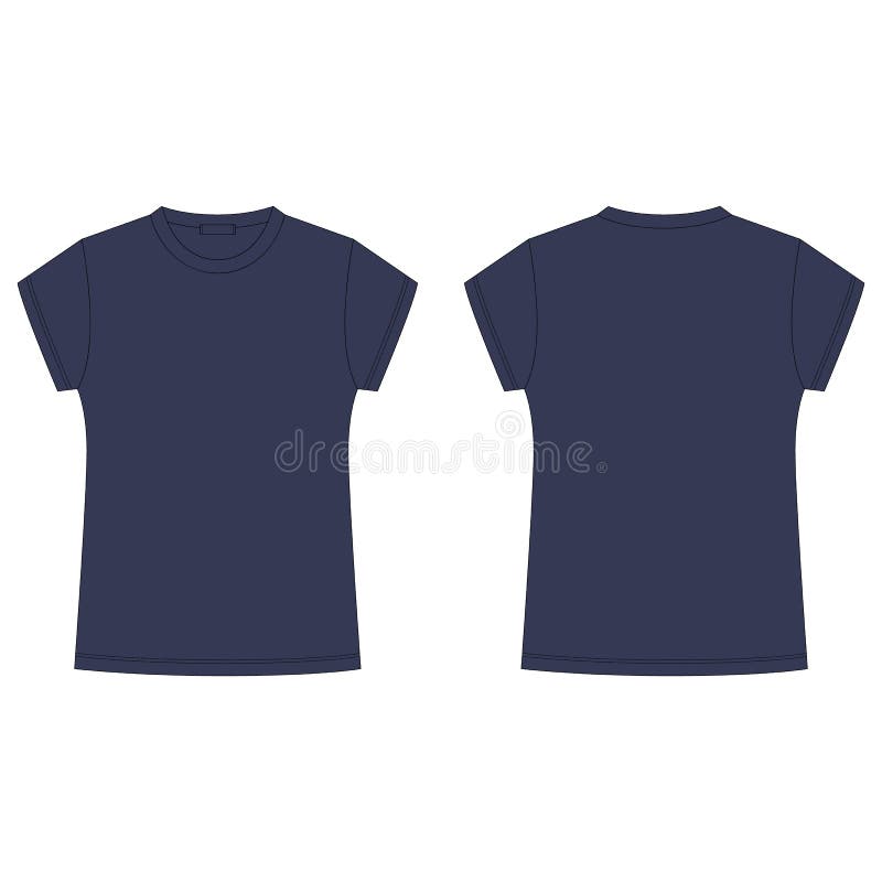 Technical Sketch of Navy Blue Tee Shirt Isolated on White Background ...