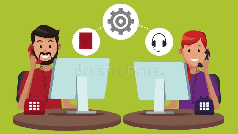 Technical Support and Call Center Service HD Animation Stock Footage - Video of people, microphone: 117696098