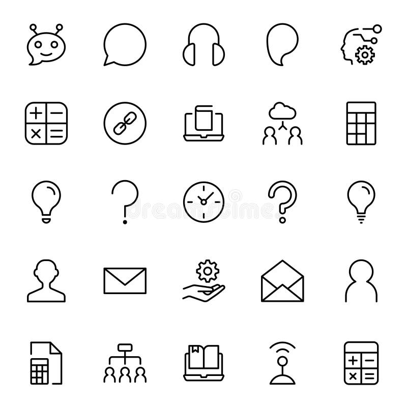 Technical support flat icon set. Single high quality outline symbol of info for web design or mobile app. Thin line signs for design logo, visit card, etc. Outline logo of technical support