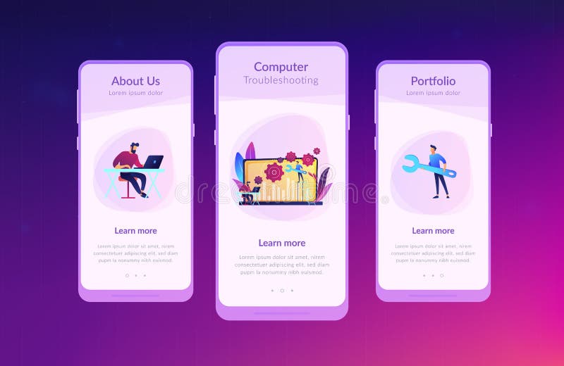 Computer Troubleshooting App Interface Template. Stock Vector - Illustration of application ...