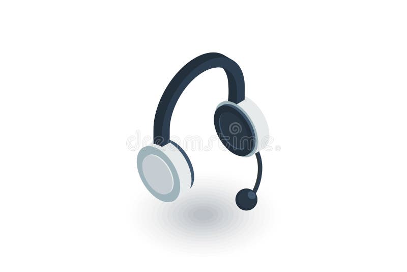 Technical support, headphones microphone, operator isometric flat icon. 3d vector vector illustration Technical support, headphones microphone, operator isometric flat icon. 3d vector vector illustration