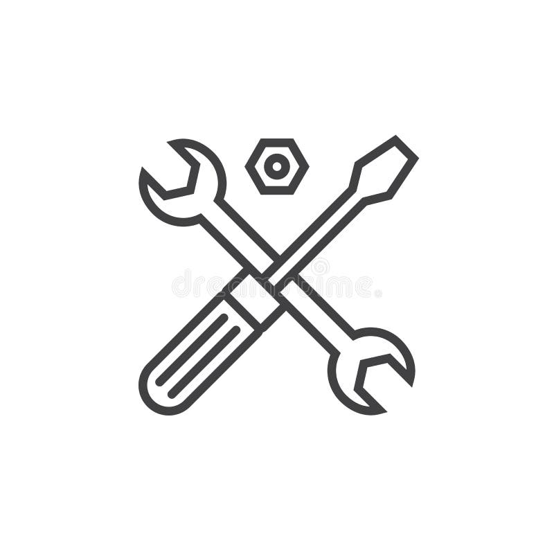 Technical support symbol. Tools line icon, outline vector sign, royalty free illustration Technical support symbol. Tools line icon, outline vector sign, royalty free illustration