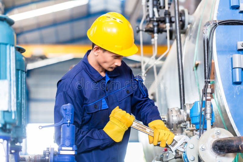 Technician in Factory at Machine Maintenance Stock Image Image of