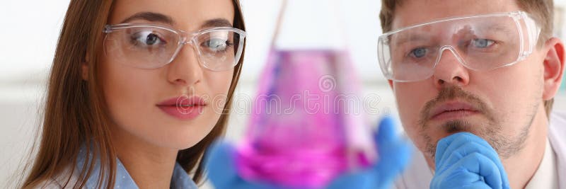 Technician Hold in Arms in Protective Gloves Sample Bottle Stock Photo ...