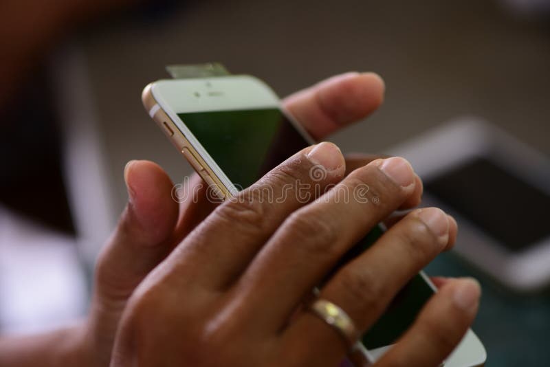 Repairing mobile phones and tablets by skilled technicians. stock images Repairing mobile phones and tablets by skilled technicians. stock images