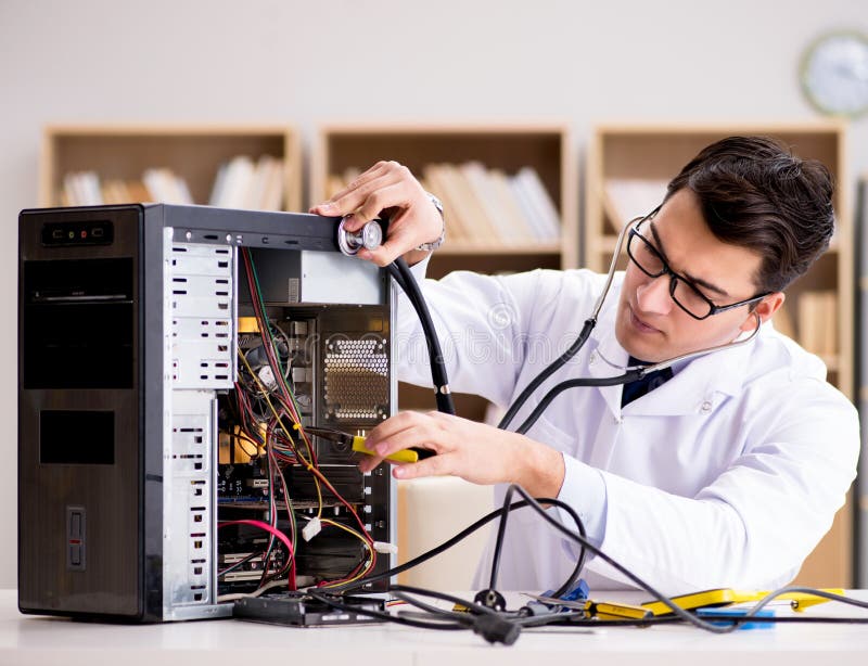 It Technician Repairing Broken Pc Desktop Computer Stock Image - Image of  examining, maintenance: 177534973