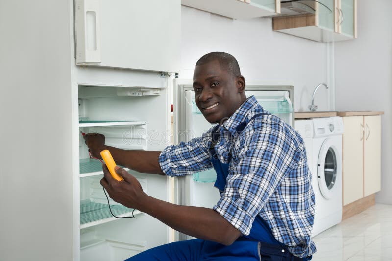 Technician Repairing Refrigerator Appliance